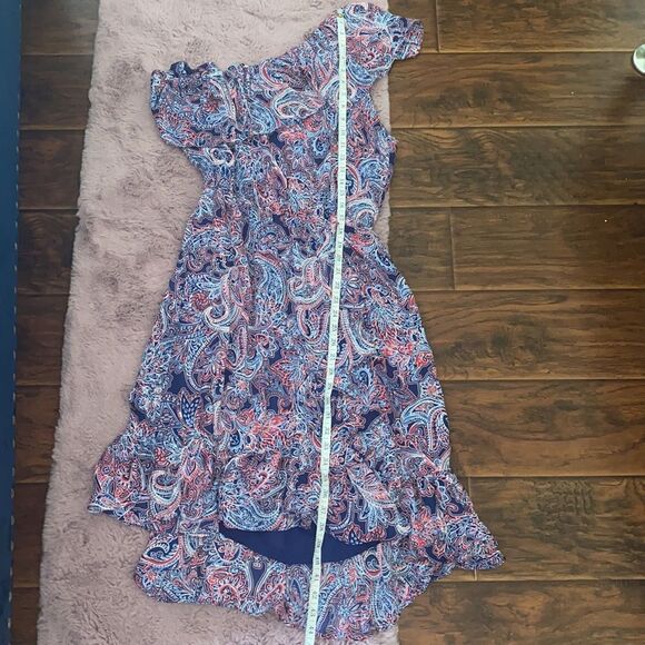 Parker Ruffle Paisley Design One Shoulder Dress Feminine Boho Party Event - Picture 9 of 10